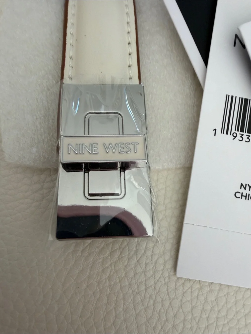 NWT-Nine West Chic Cream Pebbled Tote with Top Handles